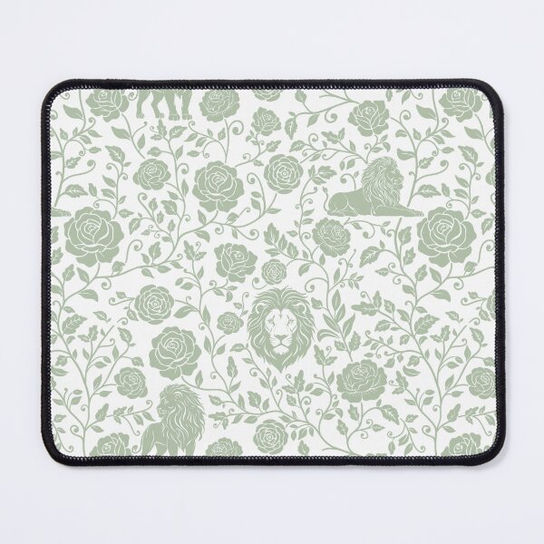 Item preview, Victorian Rose & Lion Silhouette Seamless Pattern | Gothic Floral Animal Design in Sage Green designed and sold by WildLakePatterns.