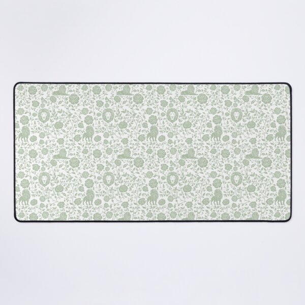 Artikelvorschau, Nahtloses Muster mit viktorianischer Rose und Löwensilhouette | Gotisches Blumen- und Tiermotiv in Salbeigrün entworfen und verkauft von WildLakePatterns.