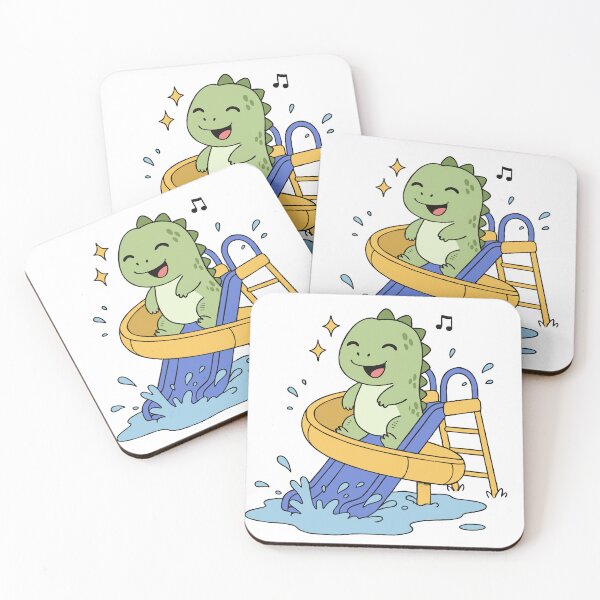 Item preview, Cute Dinosaur Water Slide – Happy Kawaii Dino Summer Fun designed and sold by MeeraArts&Crafts.