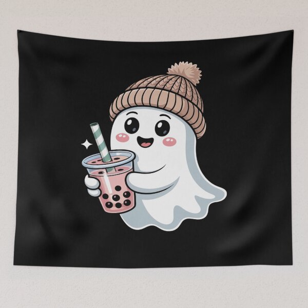 Item preview, Cute Ghost Drinking Bubble Tea designed and sold by flagylART.