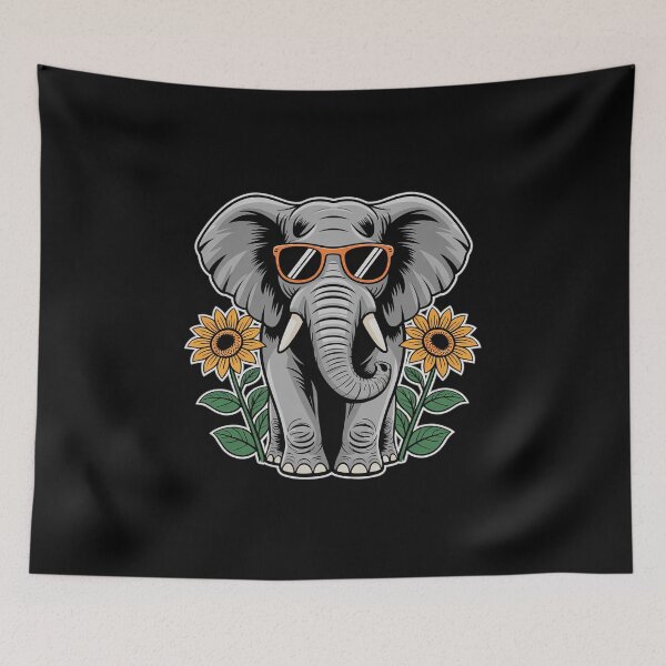 Item preview, Elephant with Sunglasses and Sunflowers designed and sold by angolinnArt.