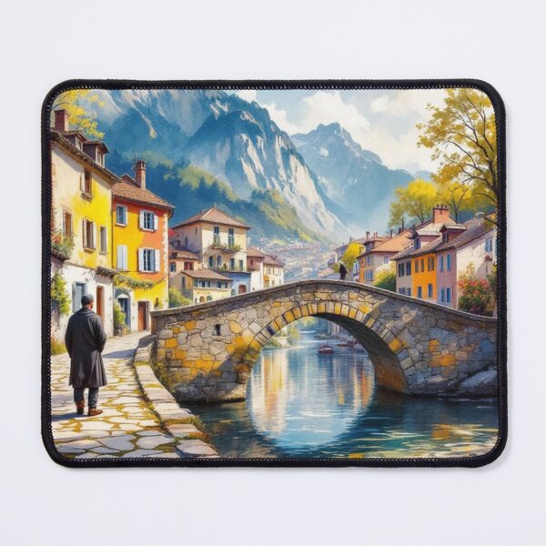Item preview, Pyrenean village with its mountain stream designed and sold by jefboutique6150.