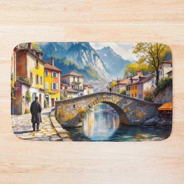Item preview, Pyrenean village with its mountain stream designed and sold by jefboutique6150.