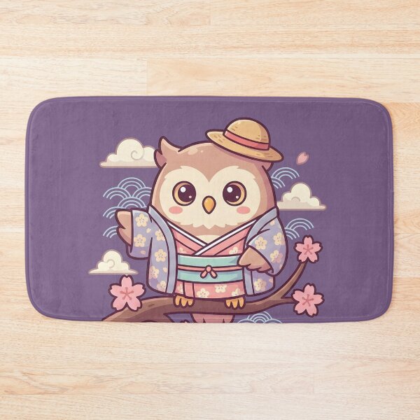 Item preview, Kawaii Japanese Owl in Pink Kimono designed and sold by dreephic22.