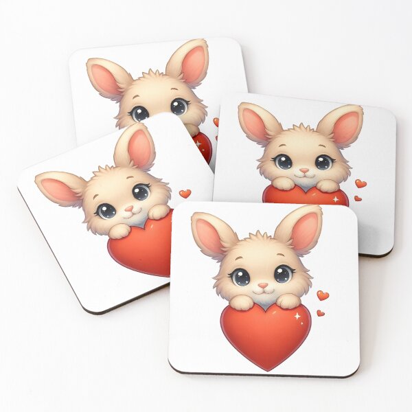Item preview, Cute little rabbit behind the red heart designed and sold by Boardgameo.