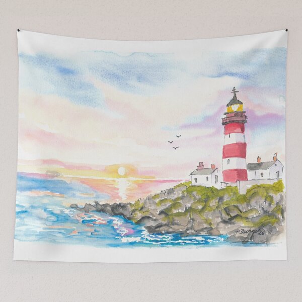 Item preview, Eilean Glas Lighthouse at Sunset on the Rugged Scottish Coast designed and sold by artshop77.