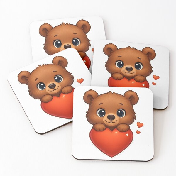 Item preview, Cute little bear behind the red heart designed and sold by Boardgameo.