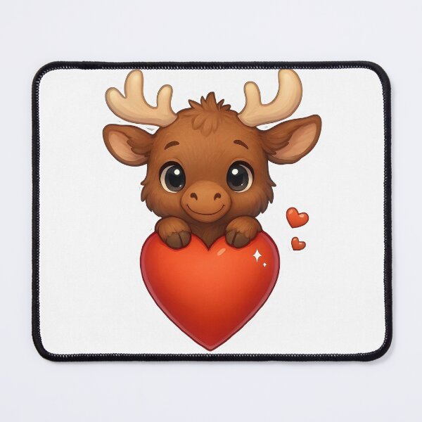 Item preview, Cute little moose behind the red heart designed and sold by Boardgameo.