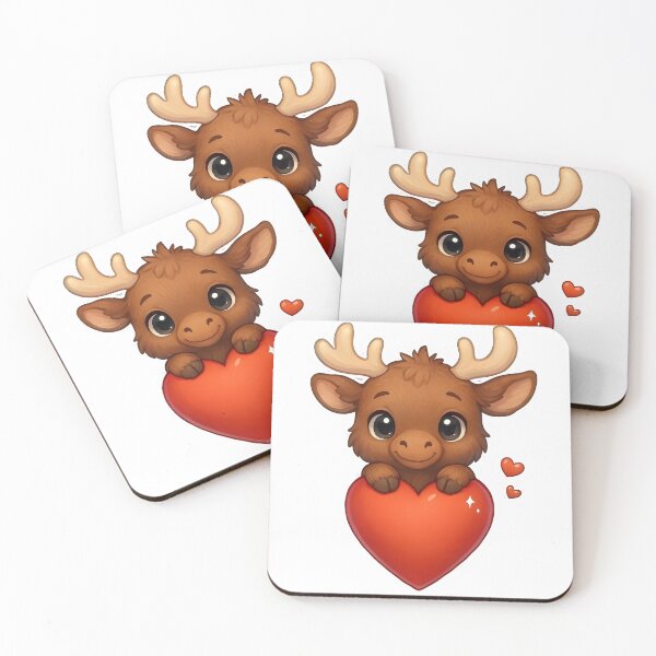 Item preview, Cute little moose behind the red heart designed and sold by Boardgameo.