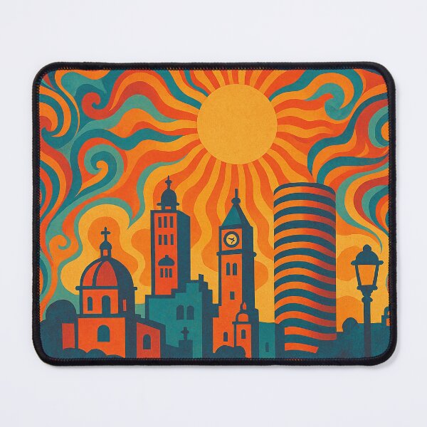 Item preview, Trippy Psychedelic Poster of Guayaquil | Neon Riverfront Vision | Surreal Pacific Coastal City Art designed and sold by PaintedPixels01.
