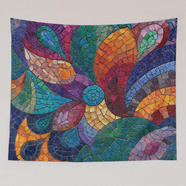 Item preview, Gaudi Inspired Mosaic Tile Ornament Vivid Flowers Pattern designed and sold by GrinGalore.