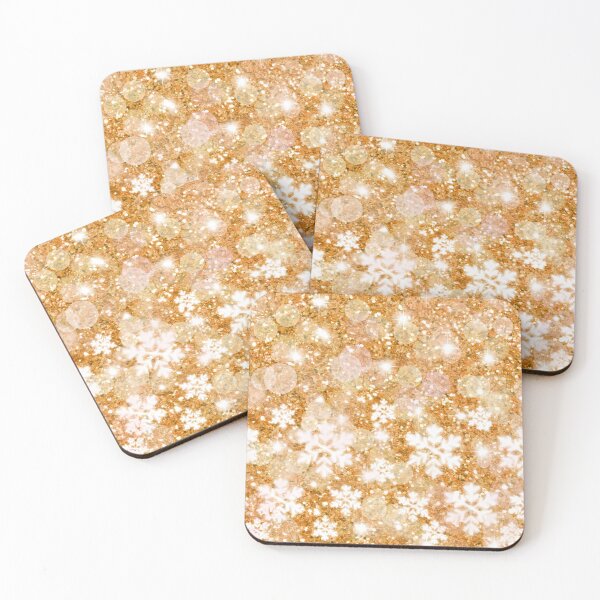 Item preview, Gold glittery sparkling snowflakes designed and sold by hollycooper.