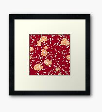 Blue Flower Tan Carmine Framed Print