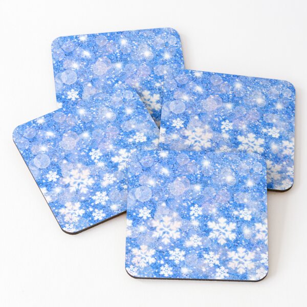 Item preview, Blue glitter sparkling holiday snowflakes bubble fun holiday Pattern designed and sold by hollycooper.
