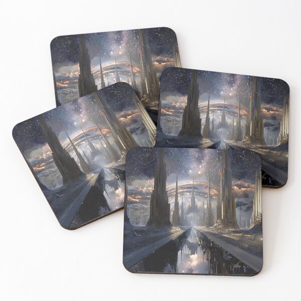 Item preview, Celestial Spires | Visionary Cosmic Architecture Wall Art designed and sold by Stoneflower-Art.