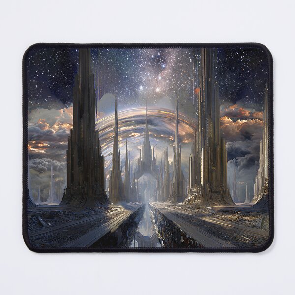 Item preview, Celestial Spires | Visionary Cosmic Architecture Wall Art designed and sold by Stoneflower-Art.