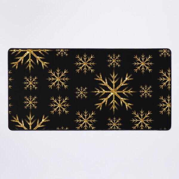 Item preview, Gold glitter Snowflakes black background sparkling North Pole holiday pattern designed and sold by hollycooper.