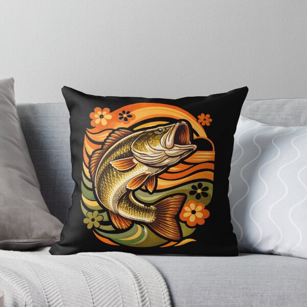 Item preview, Retro Largemouth Bass Fishing Emblem designed and sold by EimSol.