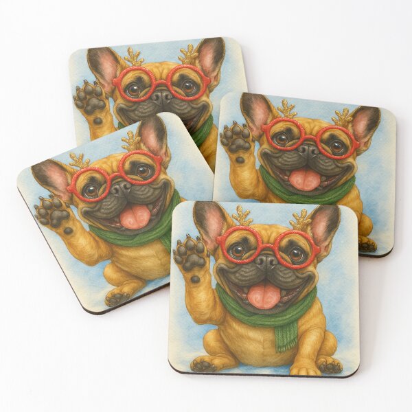 Item preview, Merry French Bulldog — Christmas Watercolor Illustration designed and sold by Darlin8888.