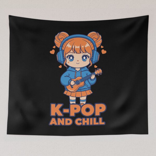 Item preview, K-POP AND CHILL Cute Korean Kpop Music Anime Girl designed and sold by LuminOrb.