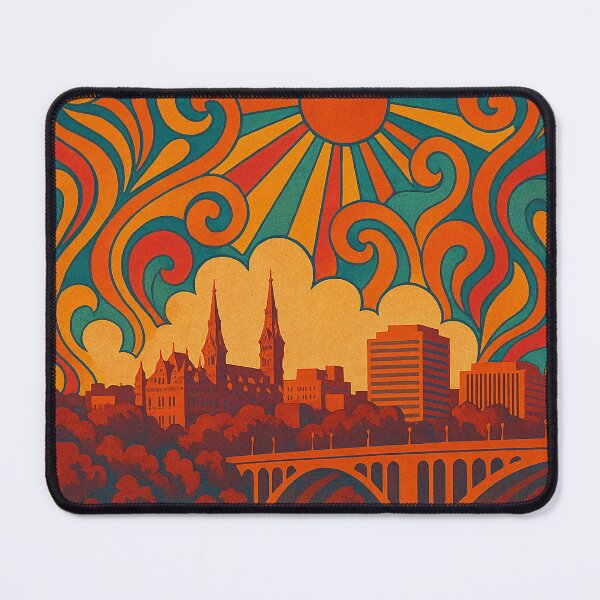 Item preview, Trippy Psychedelic Poster of Georgetown | Neon Demerara River Vision | Surreal Caribbean–South American City Art designed and sold by PaintedPixels01.