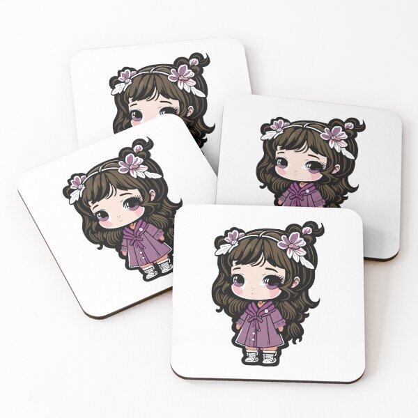 Item preview, Cute Kawaii Baby Girl Illustration  | Purple Dress & Big Eyes | Aesthetic Digital Art designed and sold by PrithviApparels.
