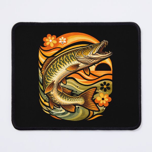 Item preview, Retro Muskellunge Predator Sunset Emblem designed and sold by EimSol.