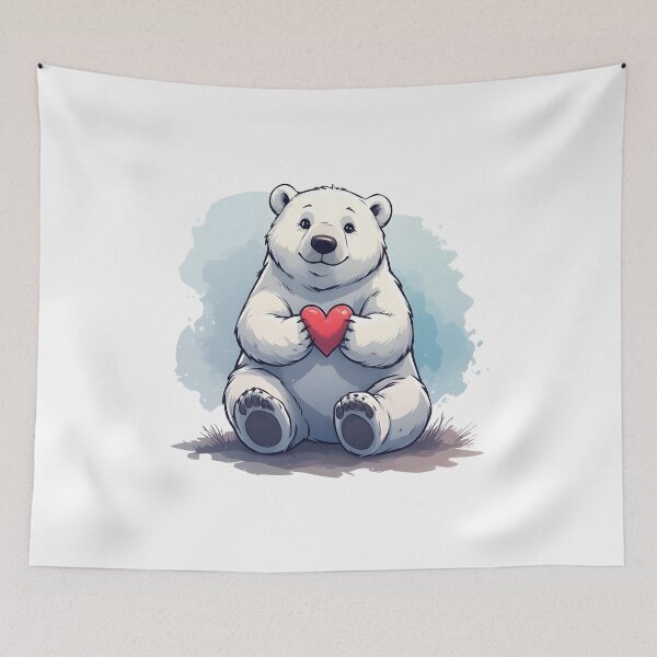 Item preview, Cute Polar Bear Holding a Heart – Adorable Winter Animal Illustration designed and sold by Karolina’s Cozy Creations.
