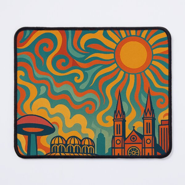 Item preview, Trippy Psychedelic Poster of Curitiba | Neon Urban Eco-Future | Surreal Brazilian City Art designed and sold by PaintedPixels01.