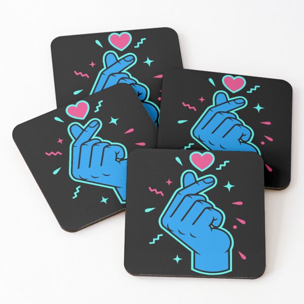 Item preview, Kpop Korean Music Cute Blue Finger Heart Love designed and sold by LuminOrb.