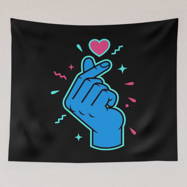 Item preview, Kpop Korean Music Cute Blue Finger Heart Love designed and sold by LuminOrb.