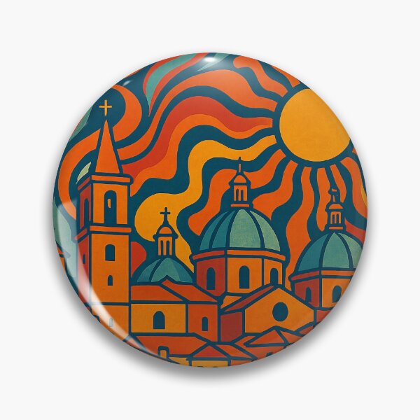 Item preview, Trippy Psychedelic Poster of Cuenca | Neon Colonial Dream | Surreal Andean City Art designed and sold by PaintedPixels01.