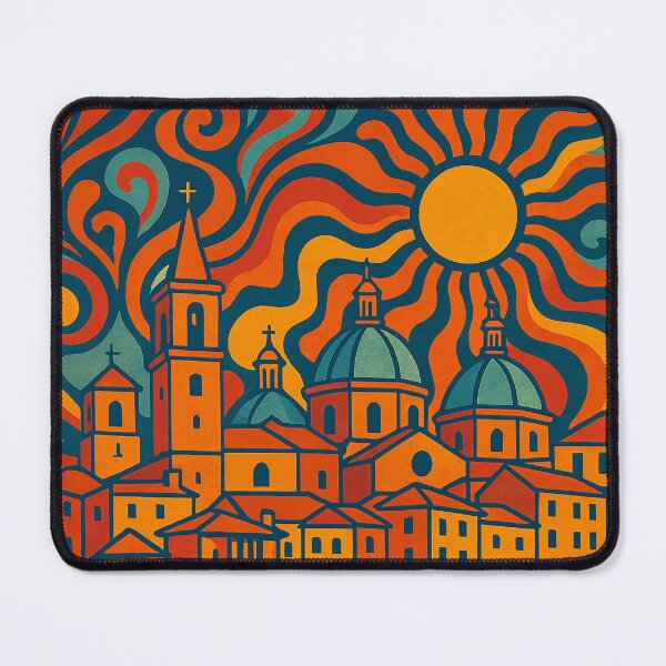 Item preview, Trippy Psychedelic Poster of Cuenca | Neon Colonial Dream | Surreal Andean City Art designed and sold by PaintedPixels01.