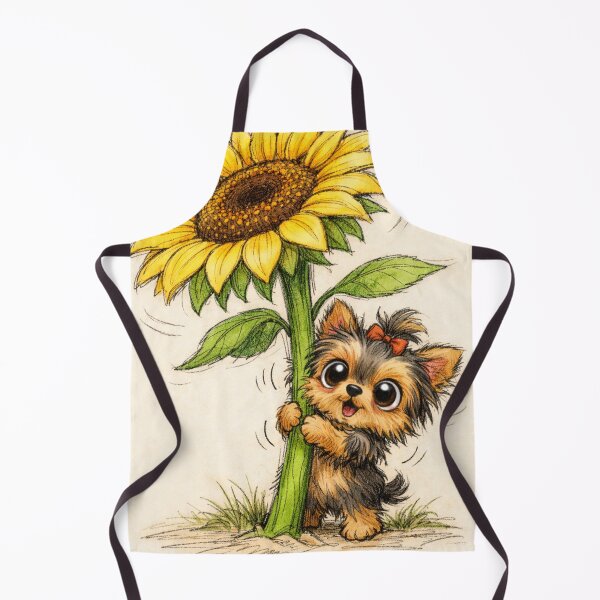 Item preview, Cute Yorkie with Sunflower – Whimsical Yorkshire Terrier Art designed and sold by Darlin8888.