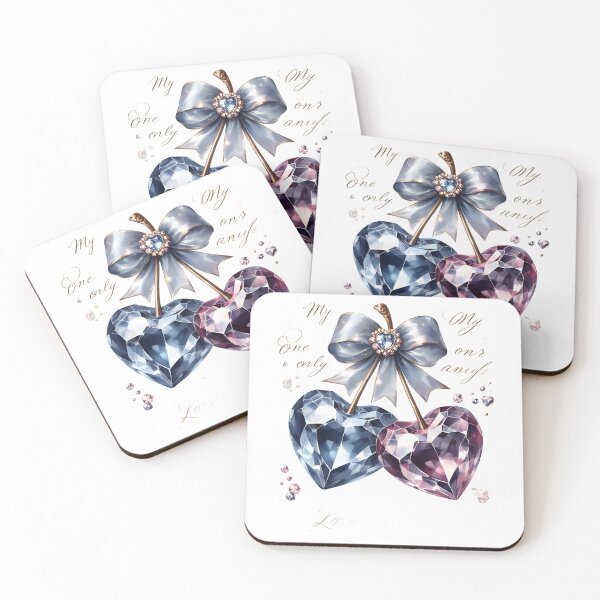 Item preview, Twin Crystal Hearts with Satin Blue Bow designed and sold by Chic_Clip_Craft.