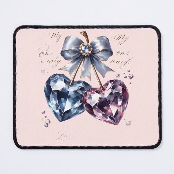 Item preview, Twin Crystal Hearts with Satin Blue Bow designed and sold by Chic_Clip_Craft.