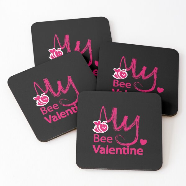 Item preview, A Bee My Valentine Art Cute words with a love heart in Pink designed and sold by DappleDesign.