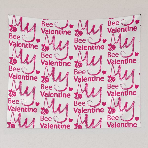 Item preview, A Bee My Valentine Art Cute words with a love heart in Pink designed and sold by DappleDesign.