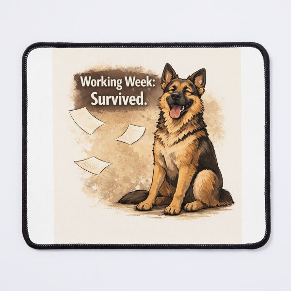 Item preview, Working Week Survived – German Shepherd Friday Mood designed and sold by Zampettalibera.