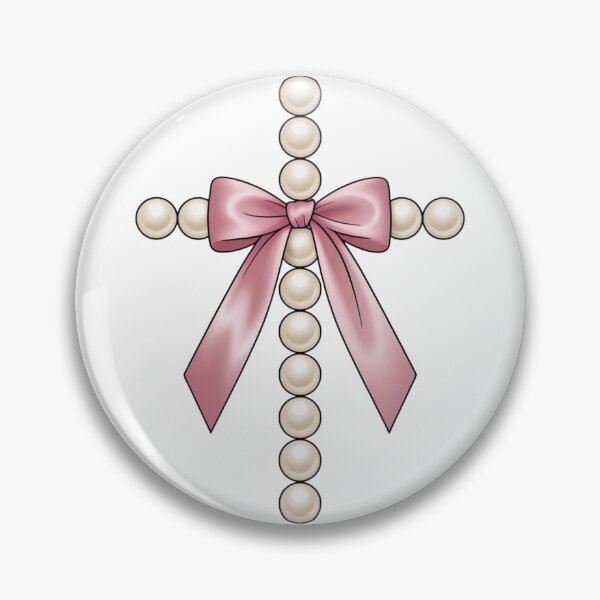 Item preview, Pearl Cross with Pink Bow – Coquette Christian Easter Design designed and sold by FloraliteCo.