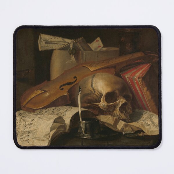 Item preview, Dark Academia Skull Painting: Gothic Vanitas Still Life Art Print designed and sold by SavageVision.