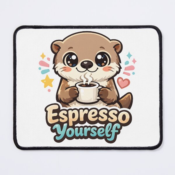 Item preview, Funny Otter Sticker - Espresso Yourself Cute Coffee Pun designed and sold by WAUZ.