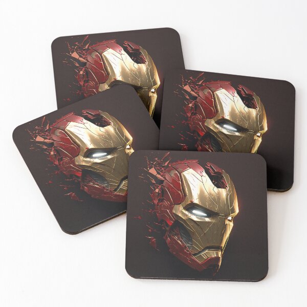 Item preview, Damaged Crimson Helm - Gold & Red Tech Mask Art designed and sold by AetherVibes.