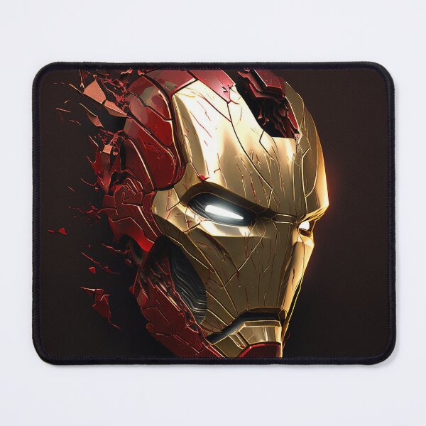 Item preview, Damaged Crimson Helm - Gold & Red Tech Mask Art designed and sold by AetherVibes.
