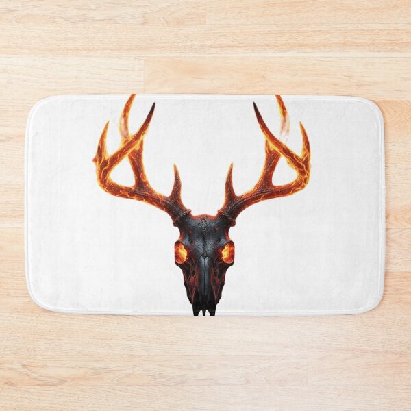 Item preview, Demon Deer Skull With Fire Antlers – Dark Fantasy Art designed and sold by NeoTeeFusion.
