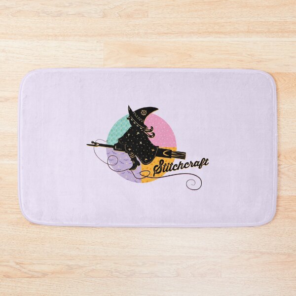 Item preview, Stitchcraft Witch on a Seam Ripper Broomstick with Patchwork Moon designed and sold by SewLalla.
