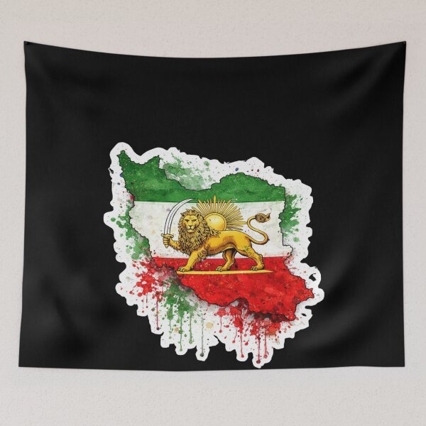Item preview, Iran Flag Map with Lion and Sun Emblem, Vintage Persian Heritage designed and sold by Flag Outfit.