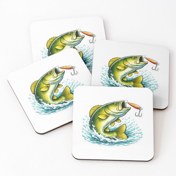 Item preview, Bass Fishing Action – Jumping Bass Lure Illustration designed and sold by SVALANART.