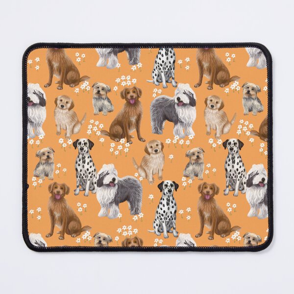 Item preview, Dog pattern with orange background designed and sold by ClaireNigeon.