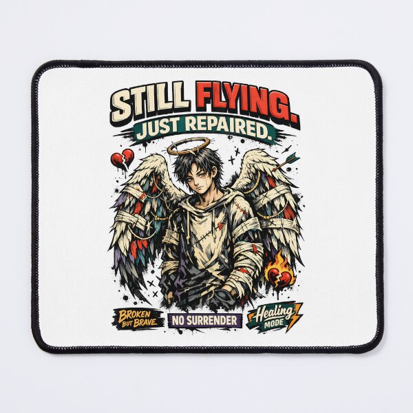 Item preview, Still Flying Just Repaired Bandaged Angel Art - Grunge Emotional Resilience & Healing Mode Graphic by Vivaan Studio designed and sold by Vivaan Studio.